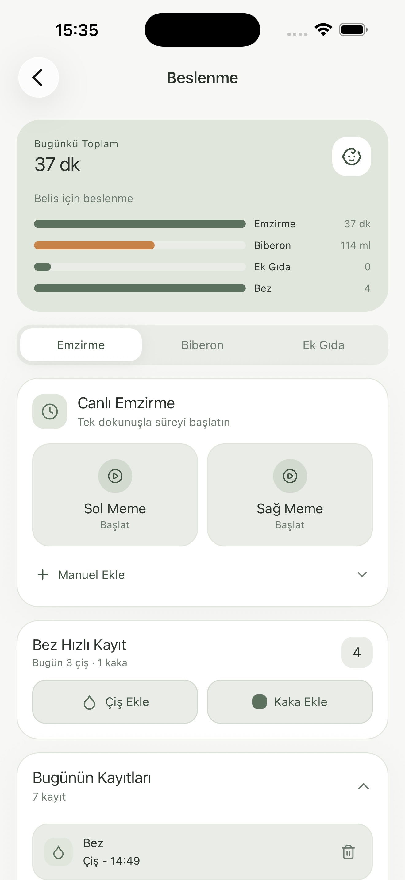 Beluna beslenme ekranı